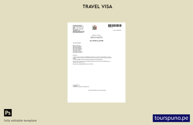 listo para imprimir la visa electrónica de Zambia en plantilla de Word y PDF